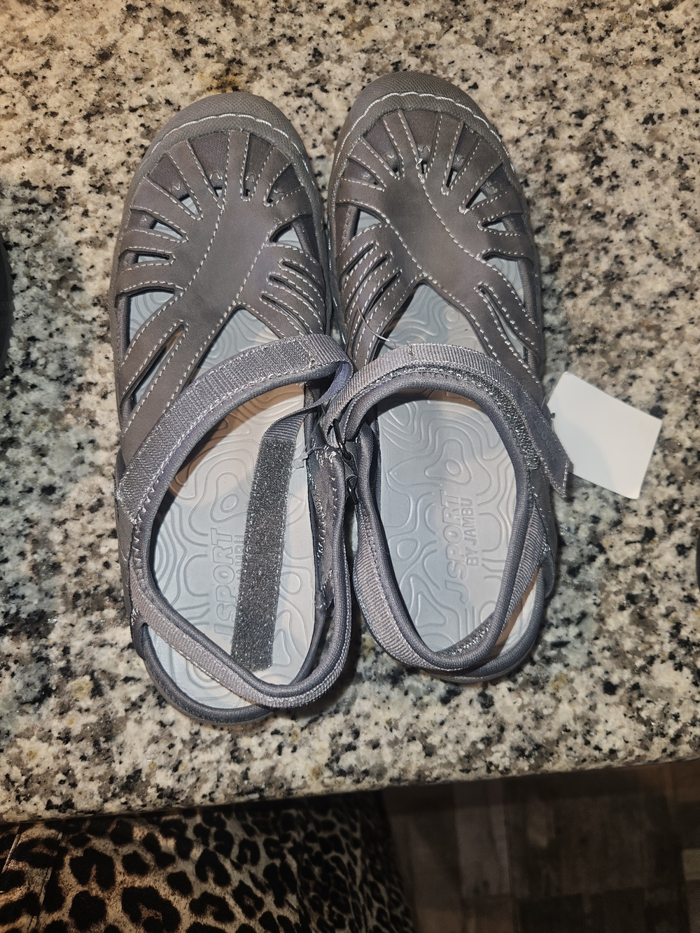 JSport by Jambu Women's Grey Closed-Toe Comfort Sandal
